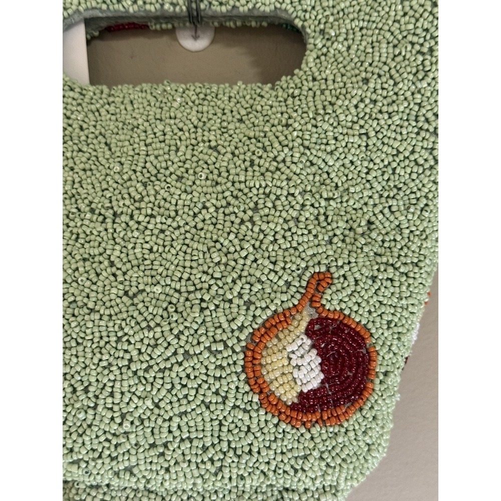 New Release Viral Beaded Green Vegetable Shoulder Bag Handcrafted In India - Picture 4 of 4
